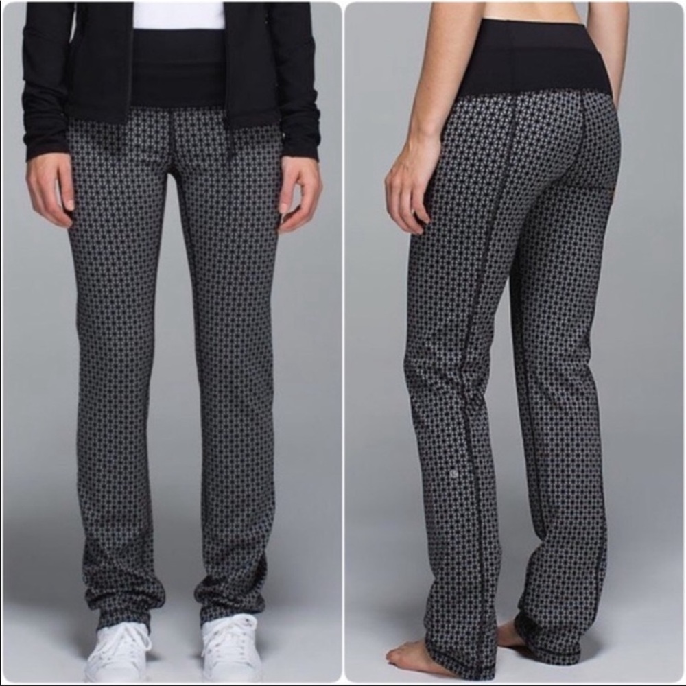 Lululemon Straight Up Tri Geo Print Pants Low Rise Yoga Workout Gym Medium